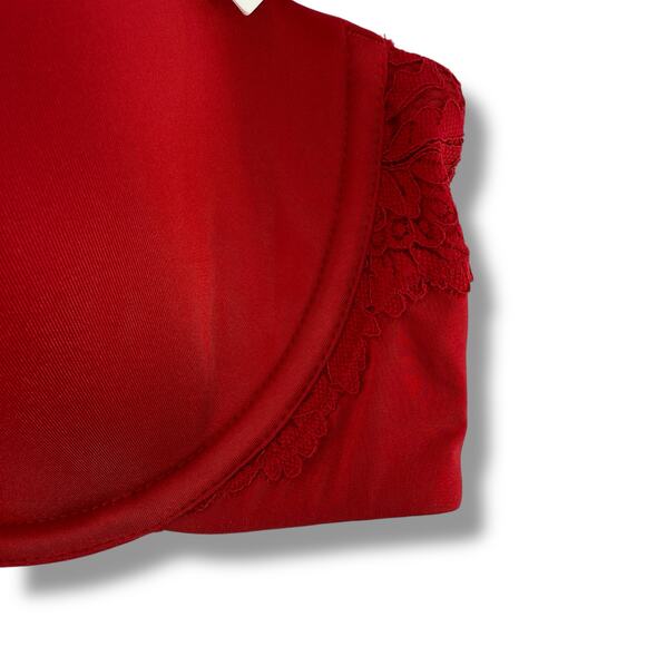 Le Mystère Lace Allure Soft Contour Bra Size 34DD Cherry Red Underwire - Picture 3 of 7